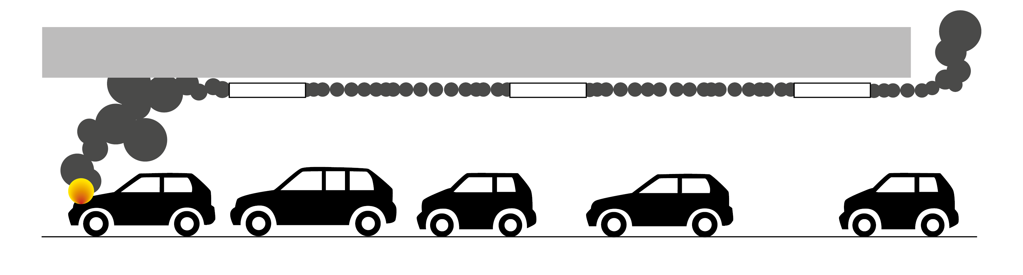 A simple illustration showing how jet fans can extract smoke quickly from a tunnel should fire break out