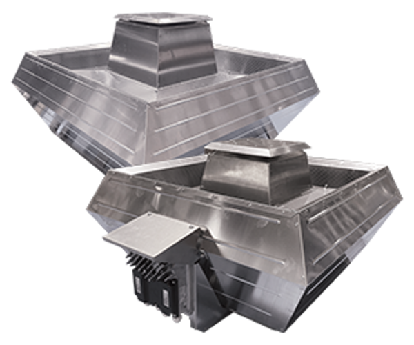 Vertical discharge roof fans