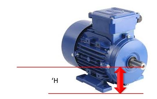 A diagram showing how to measure the motor frame