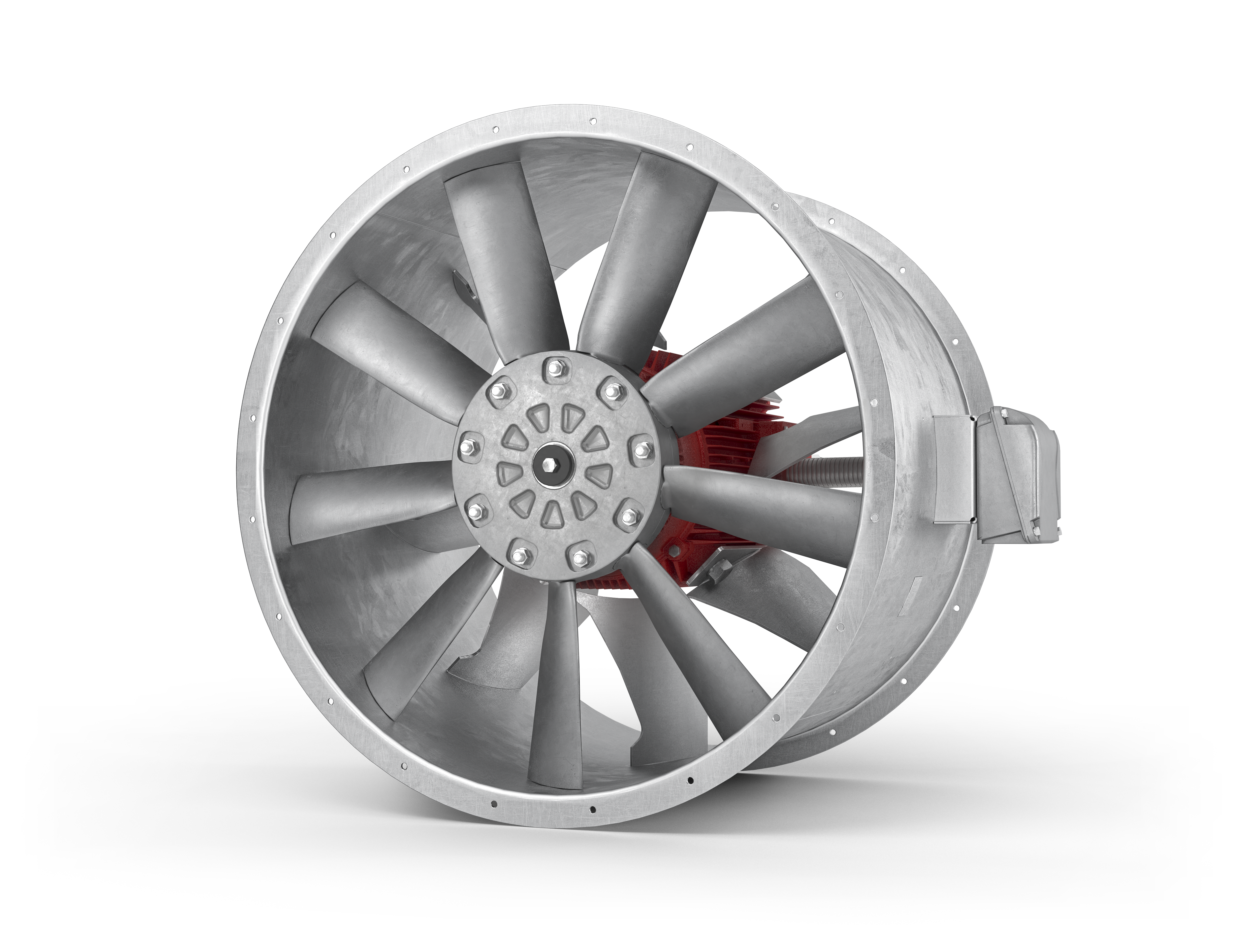 A rendered image of the Woods JMvG High temperature axial fan