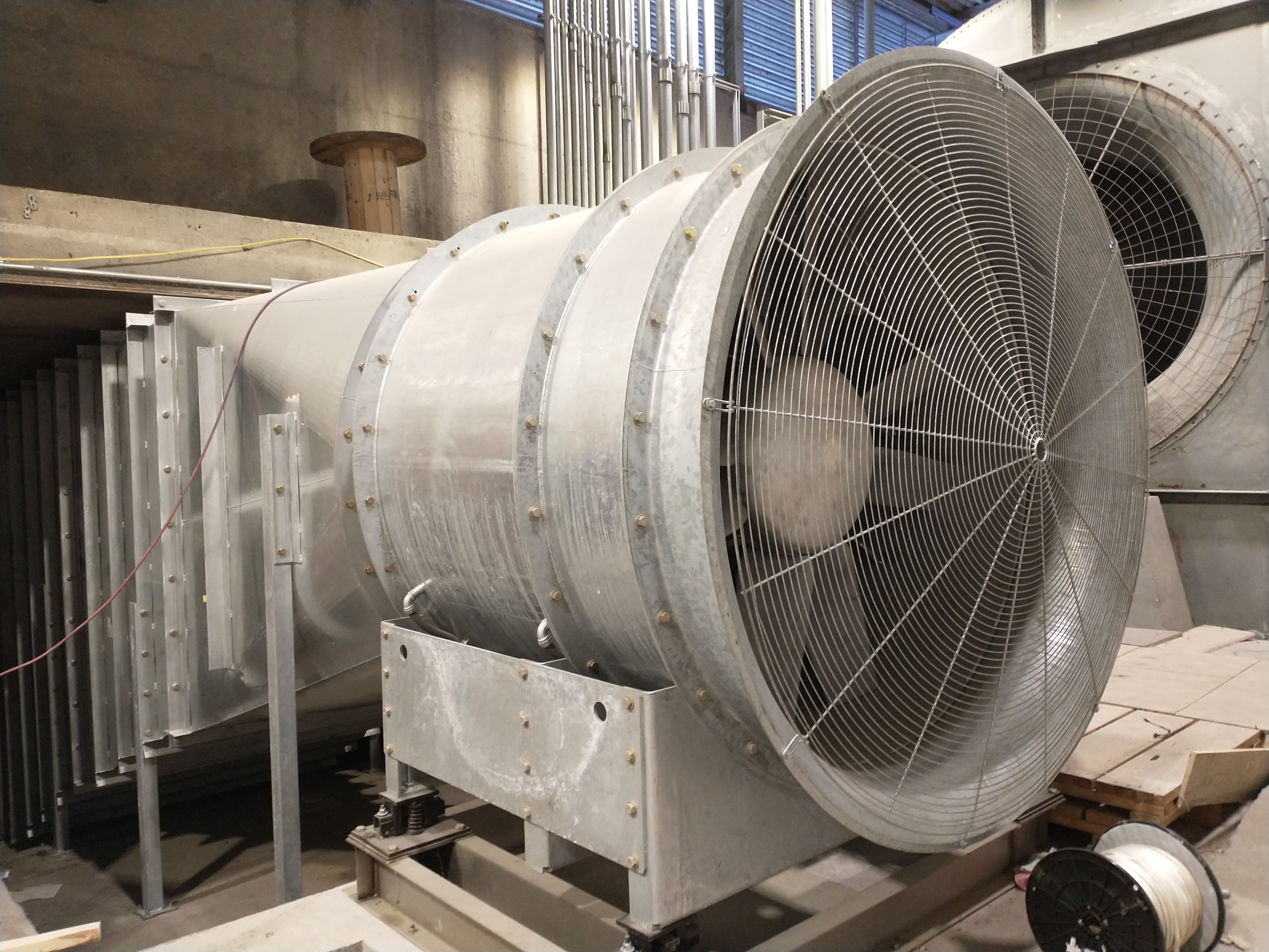 A large axial fan installed at the Tuscarora tunnel