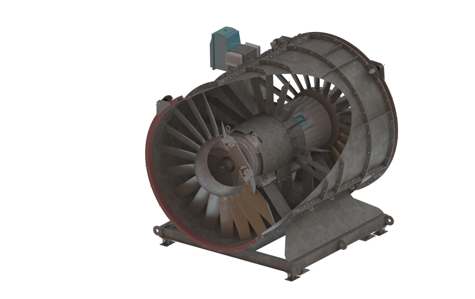 A CGI image showing the inner structure of the Axial fans installed in the Marmaray tunnel