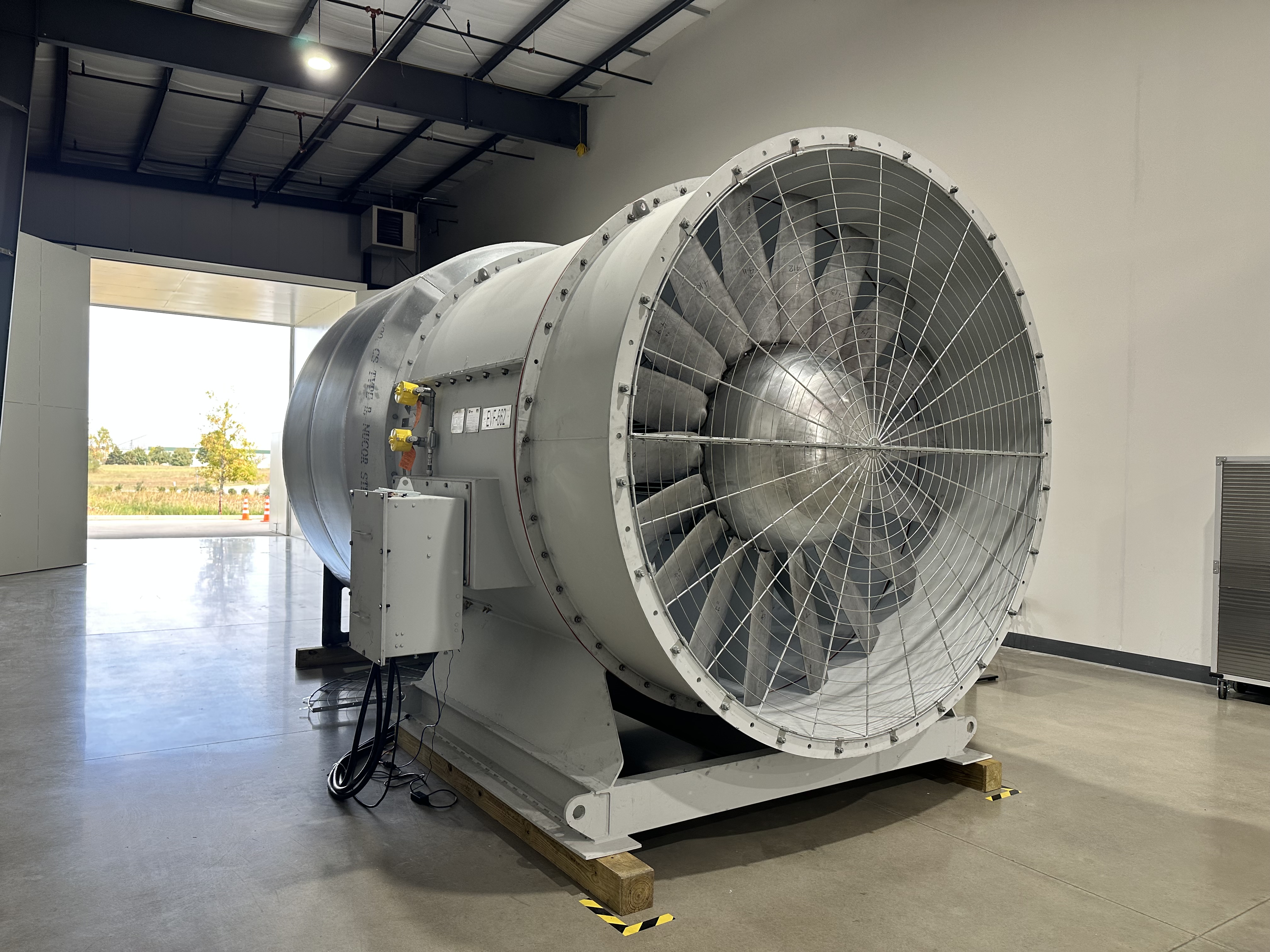 A large axial fan in the US factory ready for despatch