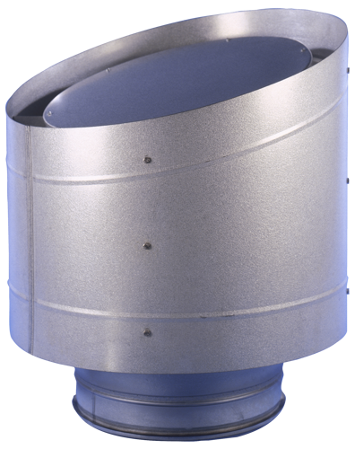 An angled metal cowl diffuser